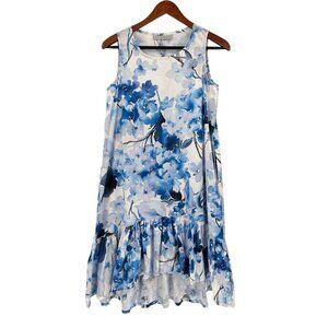 BRYN WALKER Women's White Watercolor Floral Sleeveless Ruffle Trim Dress XXS